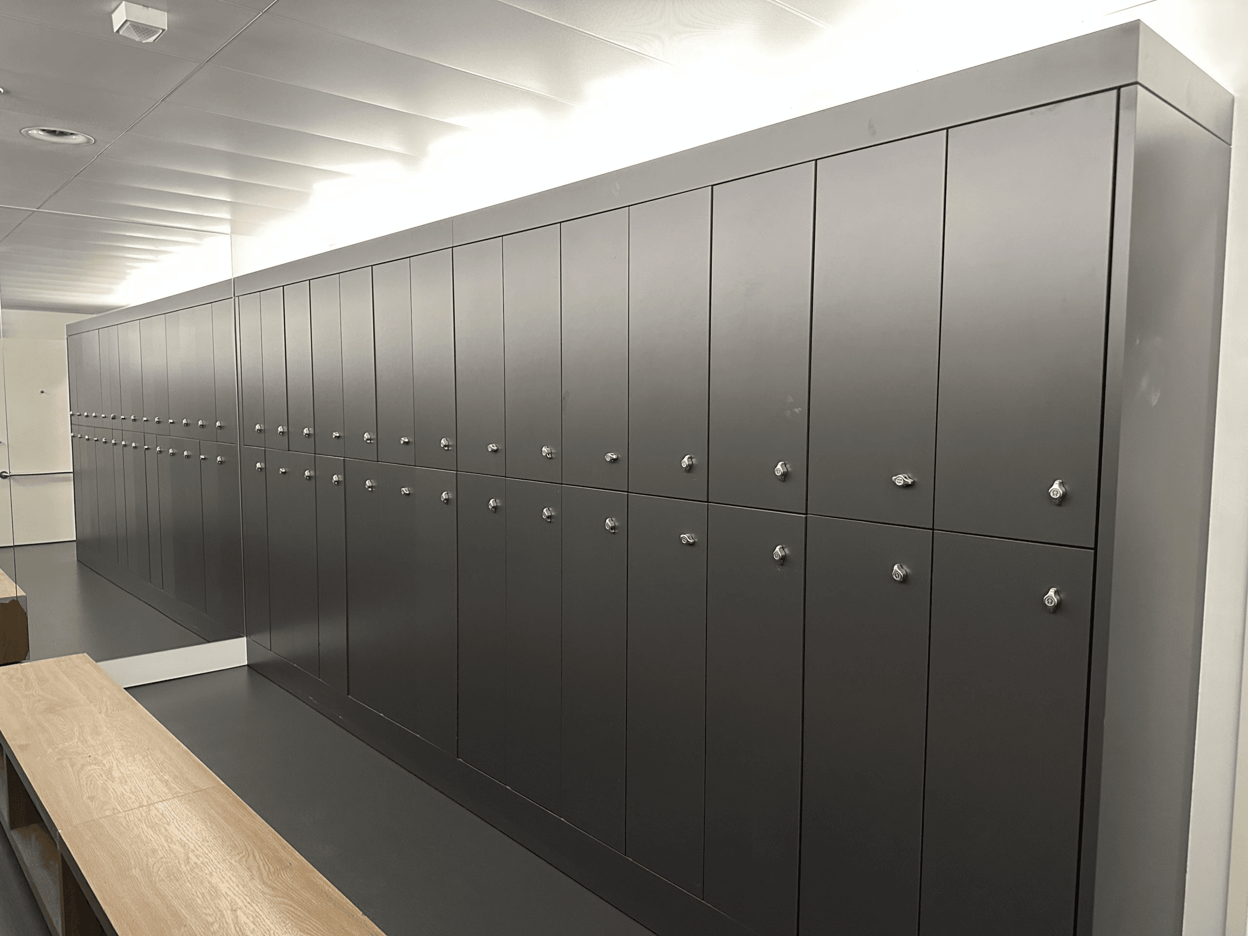 Modern shower and changing facilities with lockers