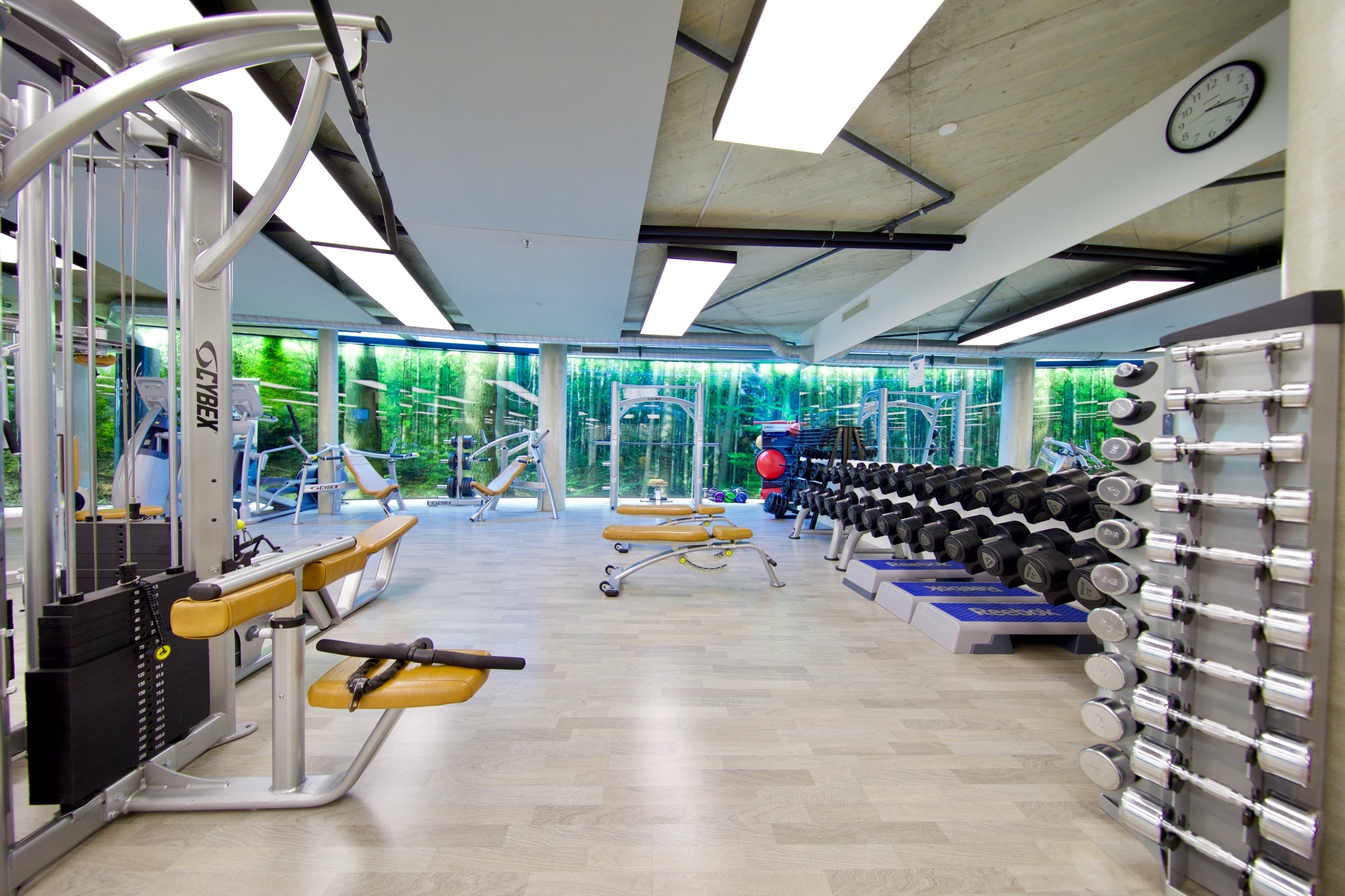 Fitness center with equipment
